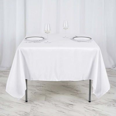 Polyester Square Tablecloth 70"x70" White - Wrinkle-Resistant Table Cover for Stylish Events