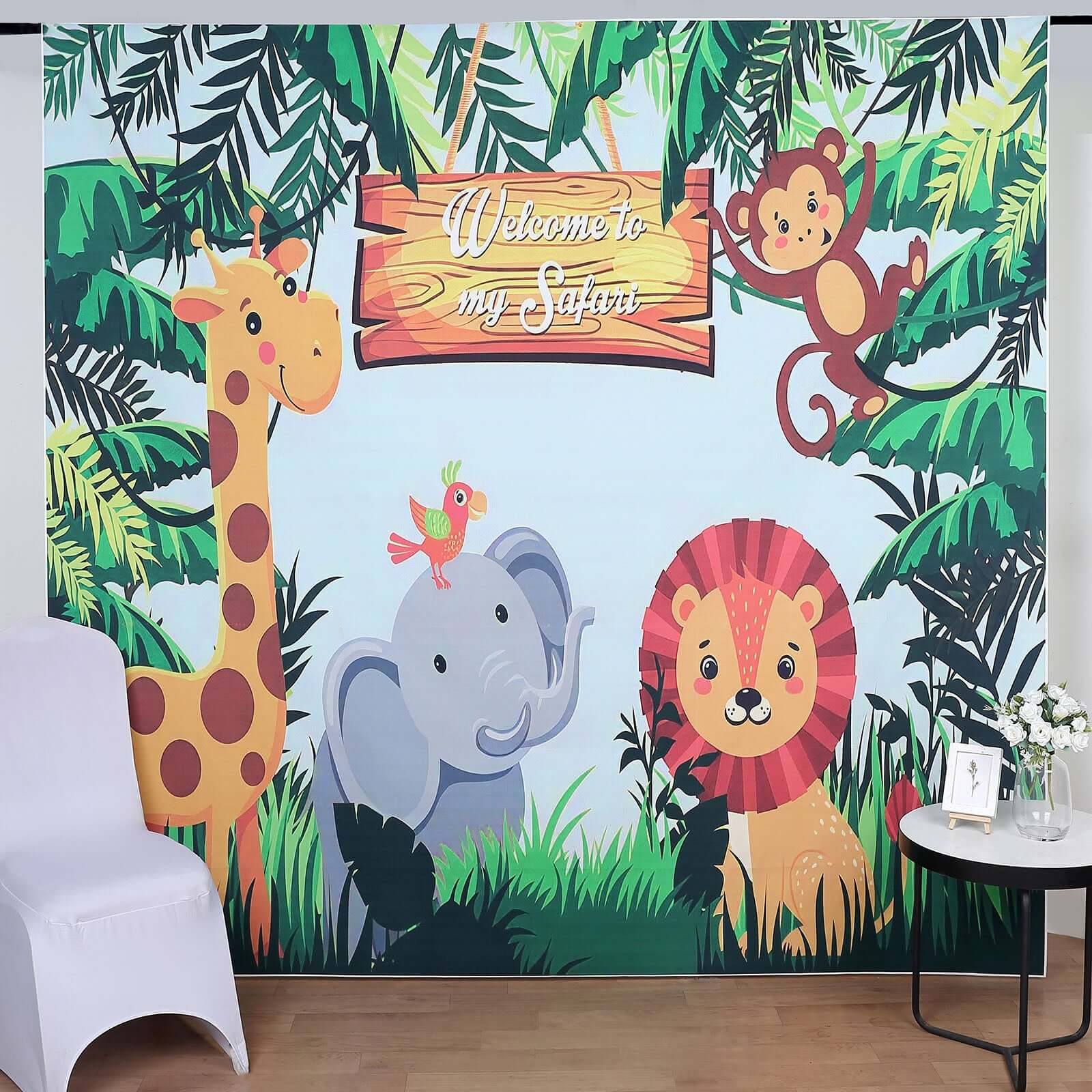 Efavormart 8Ftx8Ft Jungle Safari Print Vinyl Photography Backdrop Party for Showers & Events