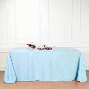 Blue Seamless Polyester Rectangular Tablecloth 90"x132" for 6 Foot Table With Floor-Length Drop
