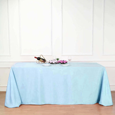 Polyester Rectangle Tablecloth 90"x132" Light Blue with Seamless Finish