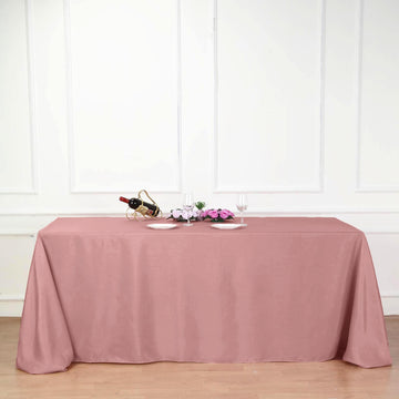 Dusty Rose Seamless Polyester Rectangular Tablecloth 90"x132" for 6 Foot Table With Floor-Length Drop