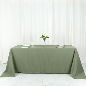Dusty Sage Green Seamless Polyester Rectangular Tablecloth 90"x132" for 6 Foot Table With Floor-Length Drop