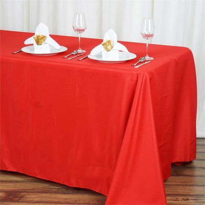 Polyester Rectangle Tablecloth 90"x132" Red with Seamless Finish