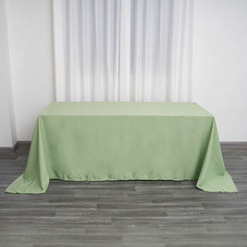 Sage Green Seamless Polyester Rectangular Tablecloth 90"x132" for 6 Foot Table With Floor-Length Drop