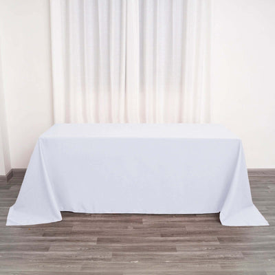 Polyester Rectangle Tablecloth 90"x132" White with Seamless Finish - Sophisticated Style for Wedding Receptions