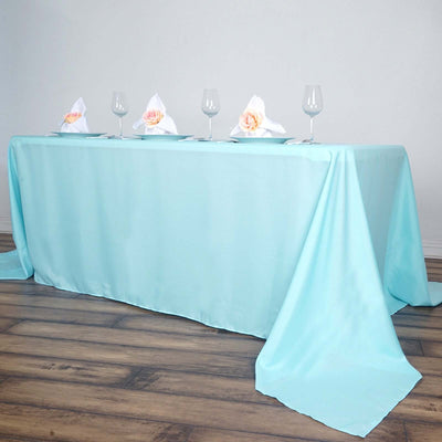 Polyester Rectangle Tablecloth 90"x156" Light Blue with Seamless Finish
