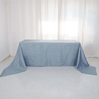Taffeta Rectangle Tablecloth 90"x156" Dusty Blue with Accordion Crinkle Design - Seamless Finish