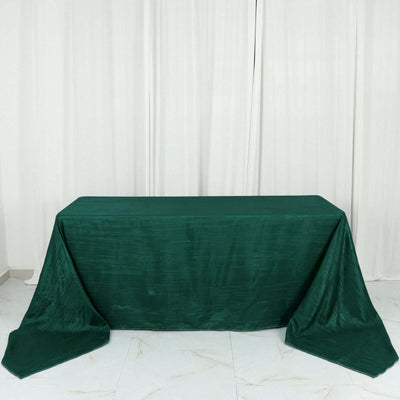 Taffeta Rectangle Tablecloth 90"x156" Hunter Emerald Green with Accordion Crinkle Design - Seamless Finish