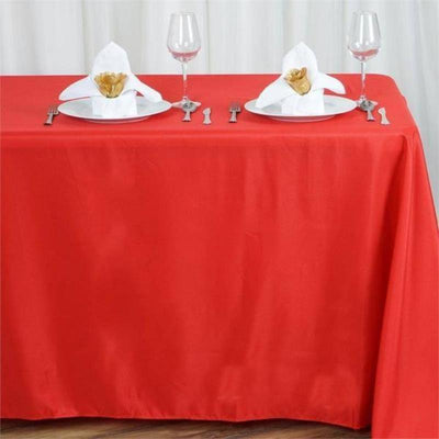 Polyester Rectangle Tablecloth 90"x156" Red with Seamless Finish