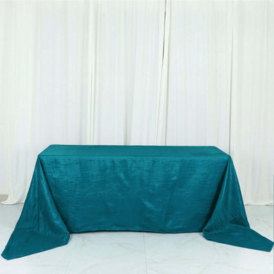 Taffeta Rectangle Tablecloth 90"x156" Teal with Accordion Crinkle Design - Seamless Finish