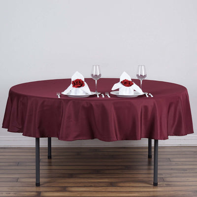 Polyester Round Tablecloth 90" Burgundy - Reusable & Durable Table Cover