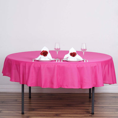Polyester Round Tablecloth 90" Fuchsia - Reusable & Durable Table Cover