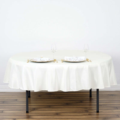 Polyester Round Tablecloth 90" Ivory - Reusable & Durable Table Cover
