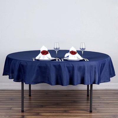 Polyester Round Tablecloth 90" Navy Blue - Reusable & Durable Table Cover