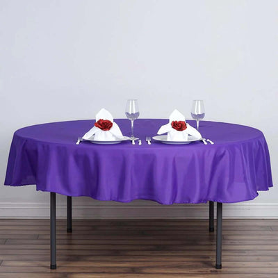 Polyester Round Tablecloth 90" Purple - Reusable & Durable Table Cover