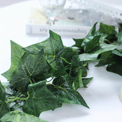 Dark Green UV Protected Artificial Silk Ivy Leaf Garland Vine, Outdoor/Indoor 8ft