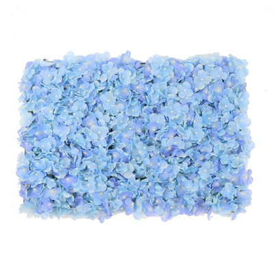 Light Blue UV Protected Hydrangea Flower Wall Mat Backdrop - 4 Artificial Panels 11 Sq ft.