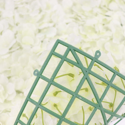 Cream UV Protected Hydrangea Flower Wall Mat Backdrop - 4 Artificial Panels 11 Sq ft.