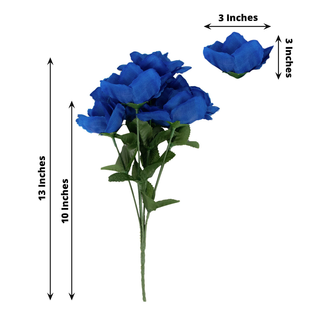 12 Royal Blue Silk Blossomed Roses | eFavormart.com