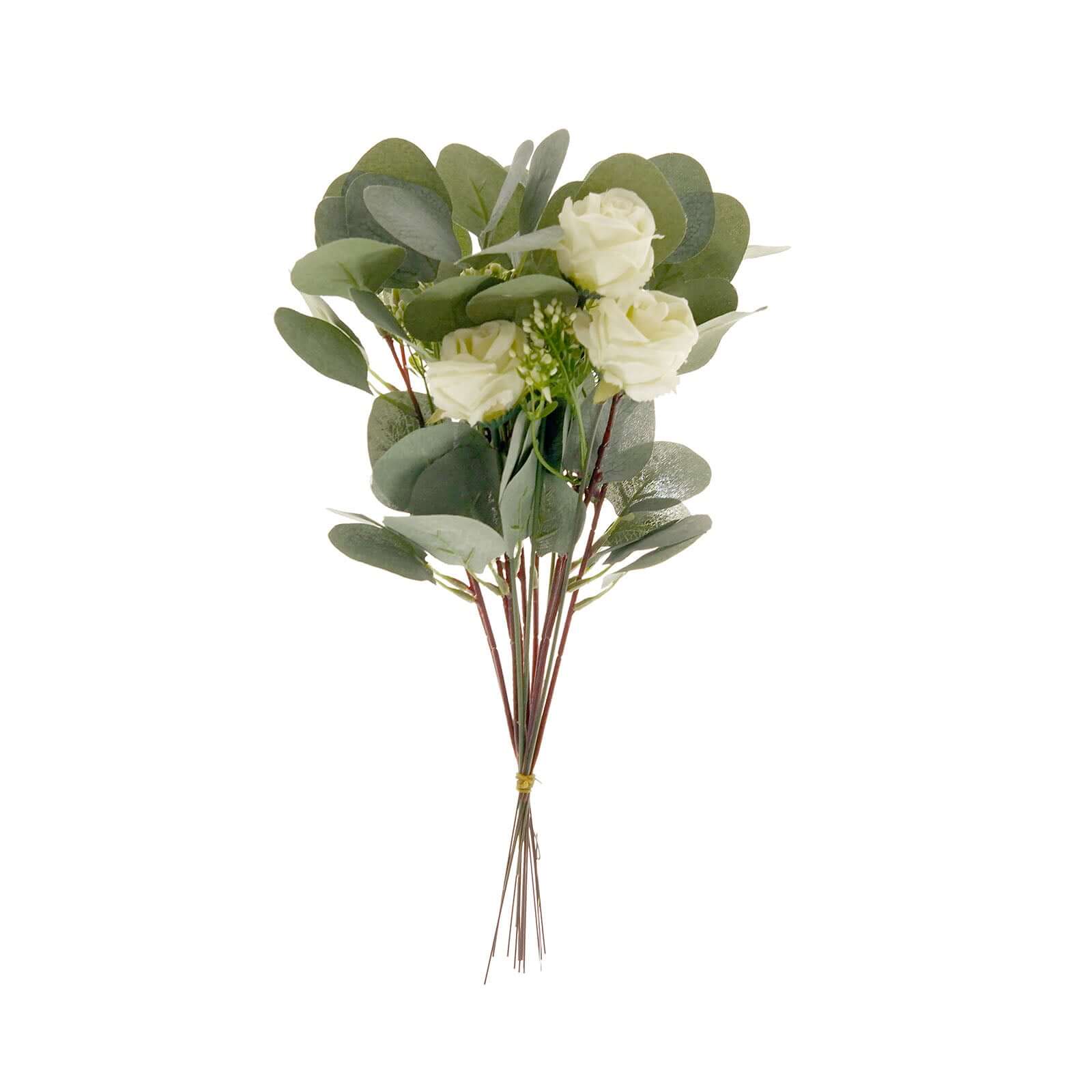 Ivory Silk Rose & Eucalyptus Bouquet | eFavormart.com