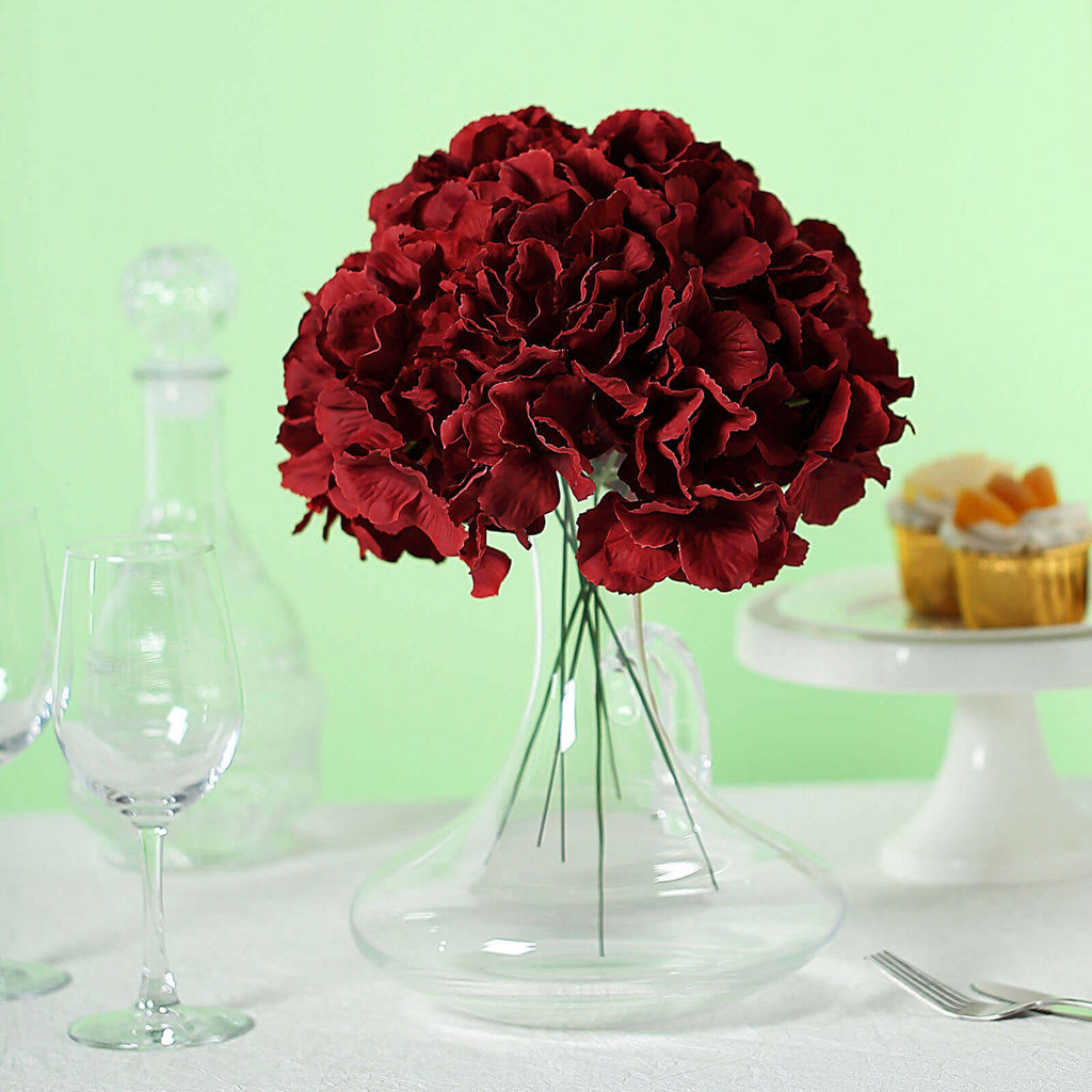 Burgundy Artificial Satin Hydrangeas | eFavormart.com