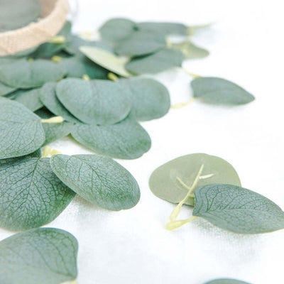 200 Pcs Artificial Eucalyptus Leaves Decor Frosted Green - Realistic Faux Greenery Petals for Table Scatter DIY Crafts & Event Styling