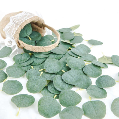 200 Pcs Artificial Eucalyptus Leaves Decor Frosted Green - Realistic Faux Greenery Petals for Table Scatter DIY Crafts & Event Styling
