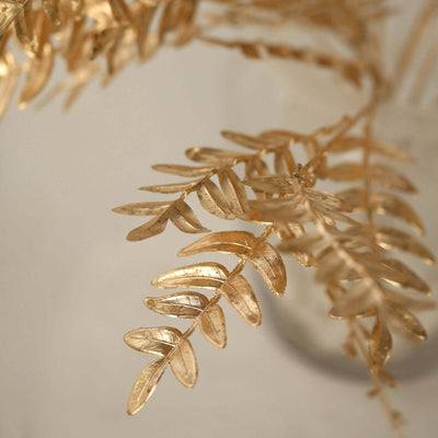 2-Pack Artificial Fern Leaf Branches 21" Metallic Gold - Easy to Use & Style Faux Decorative Bouquets for Wedding & Party Decor