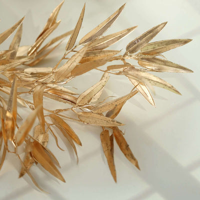2-Pack Artificial Bamboo Leaf Branches 33" in Metallic Gold