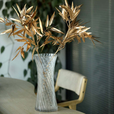 2-Pack Artificial Bamboo Leaf Branches 33" in Metallic Gold