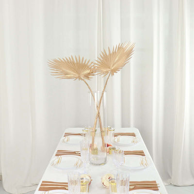 2-Pack Artificial Fan Palm Leaf Stems 34" Metallic Gold - Tropical & Stylish Faux Plant Floral Arrangement Table Centerpiece Decor