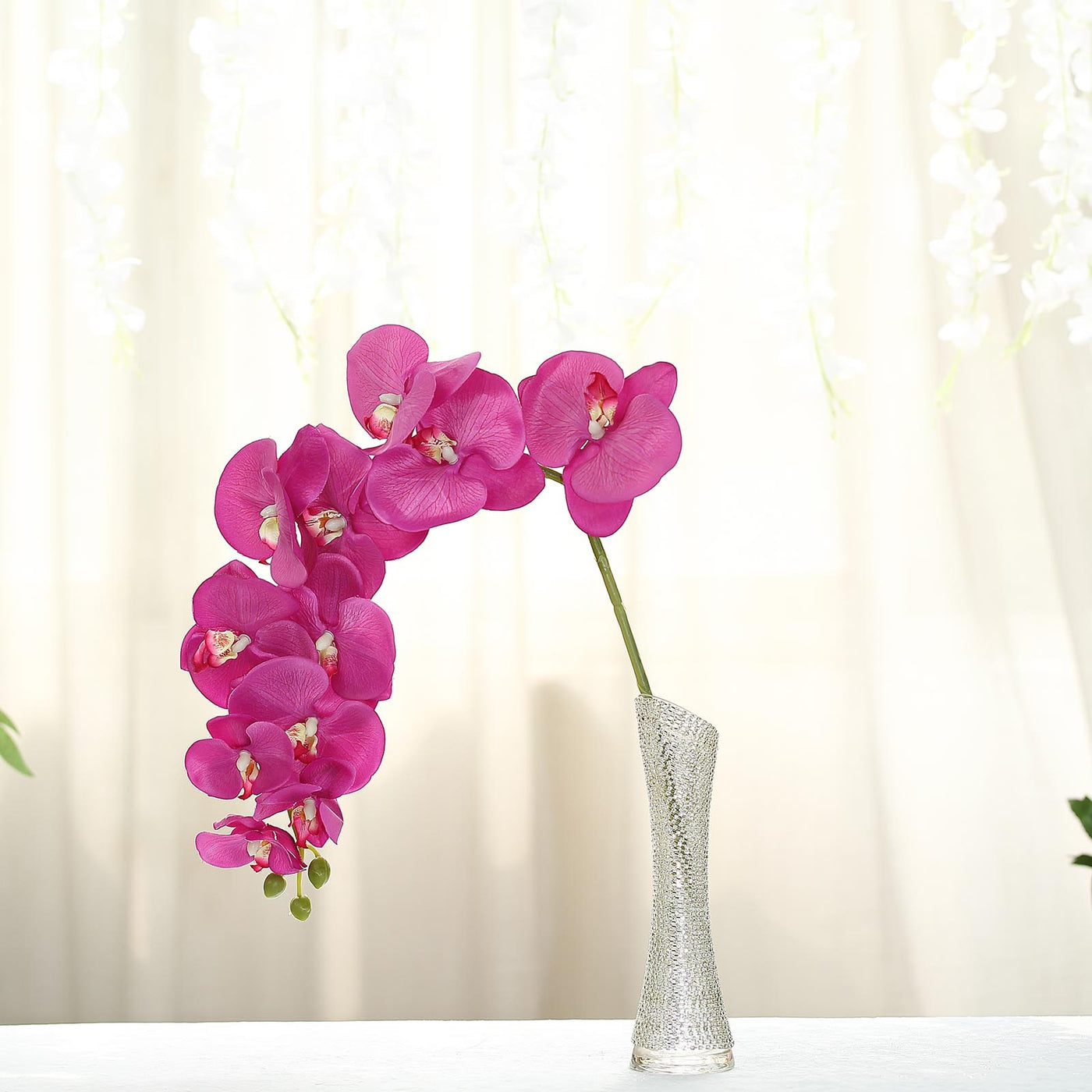 40 Tall Fuchsia Silk Orchid Stems 8194