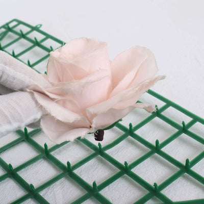 10 Pack Dark Green Plastic Mesh Flower Wall Panels, Artificial Plant Wall Fences Backdrop Grid Frames - 24"x16"