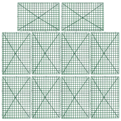 10 Pack Dark Green Plastic Mesh Flower Wall Panels, Artificial Plant Wall Fences Backdrop Grid Frames - 24"x16"