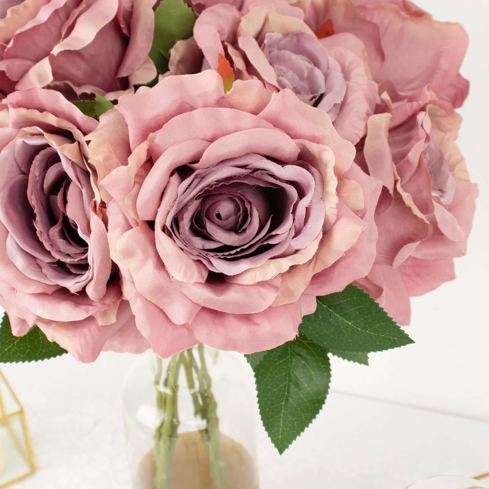 Dusty Rose Silk Jumbo Rose Bouquet | eFavormart.com