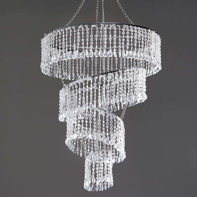 4-Tier Acrylic Diamond Crystal Chandelier Hanging Pendant Lighting Chandelier 24"