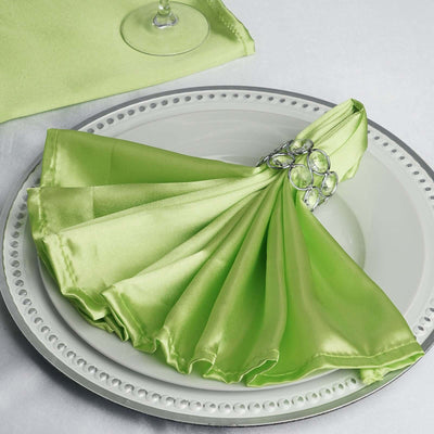 5 Pack Satin Napkins 20"x20" Apple Green - Soft Reusable Cloth Napkins