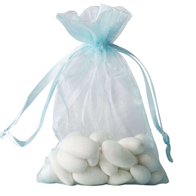 10 Pack Light Blue Organza Drawstring Wedding Party Favor Gift Bags 4"x6"