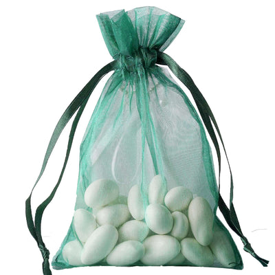 10 Pack Hunter Emerald Green Organza Drawstring Wedding Party Favor Gift Bags 4"x6"
