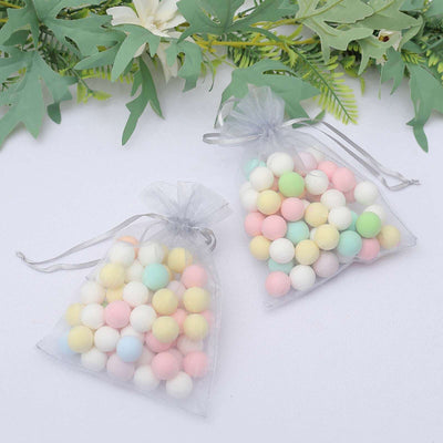 10 Pack Silver Organza Drawstring Wedding Party Favor Gift Bags 5"x7"