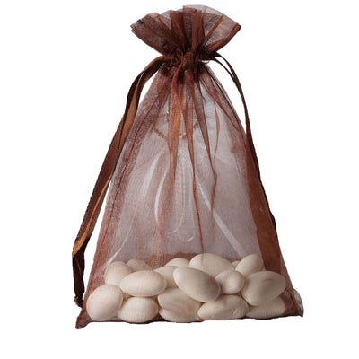 10 Pack Chocolate Organza Drawstring Wedding Party Favor Gift Bags 5"x7"