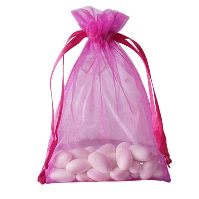 10 Pack Fuchsia Organza Drawstring Wedding Party Favor Gift Bags 5"x7"