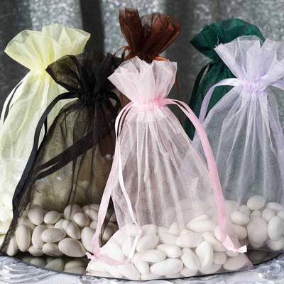 10 Pack Black Organza Drawstring Wedding Party Favor Gift Bags 6"x9"