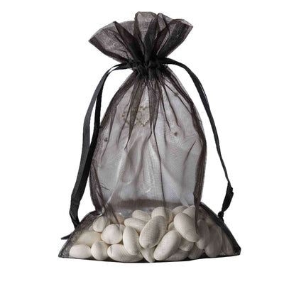 10 Pack Black Organza Drawstring Wedding Party Favor Gift Bags 6"x9"
