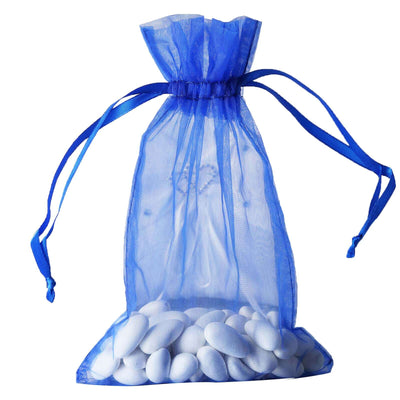 10 Pack Royal Blue Organza Drawstring Wedding Party Favor Bags 6"x9"