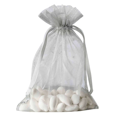 10 Pack Silver Organza Drawstring Wedding Party Favor Gift Bag 6"x9"