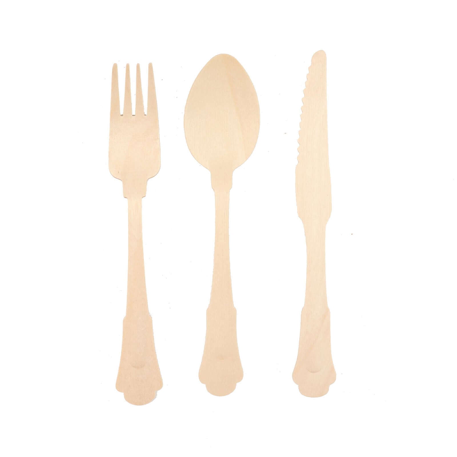 24-Pack Vintage Baroque Wooden Utensil Set | eFavormart.com