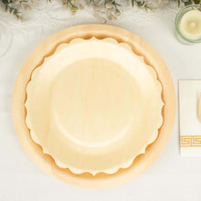 Disposable Dinner Plates - 12 Pack Of Natural Birch Wood With Scalloped Edges