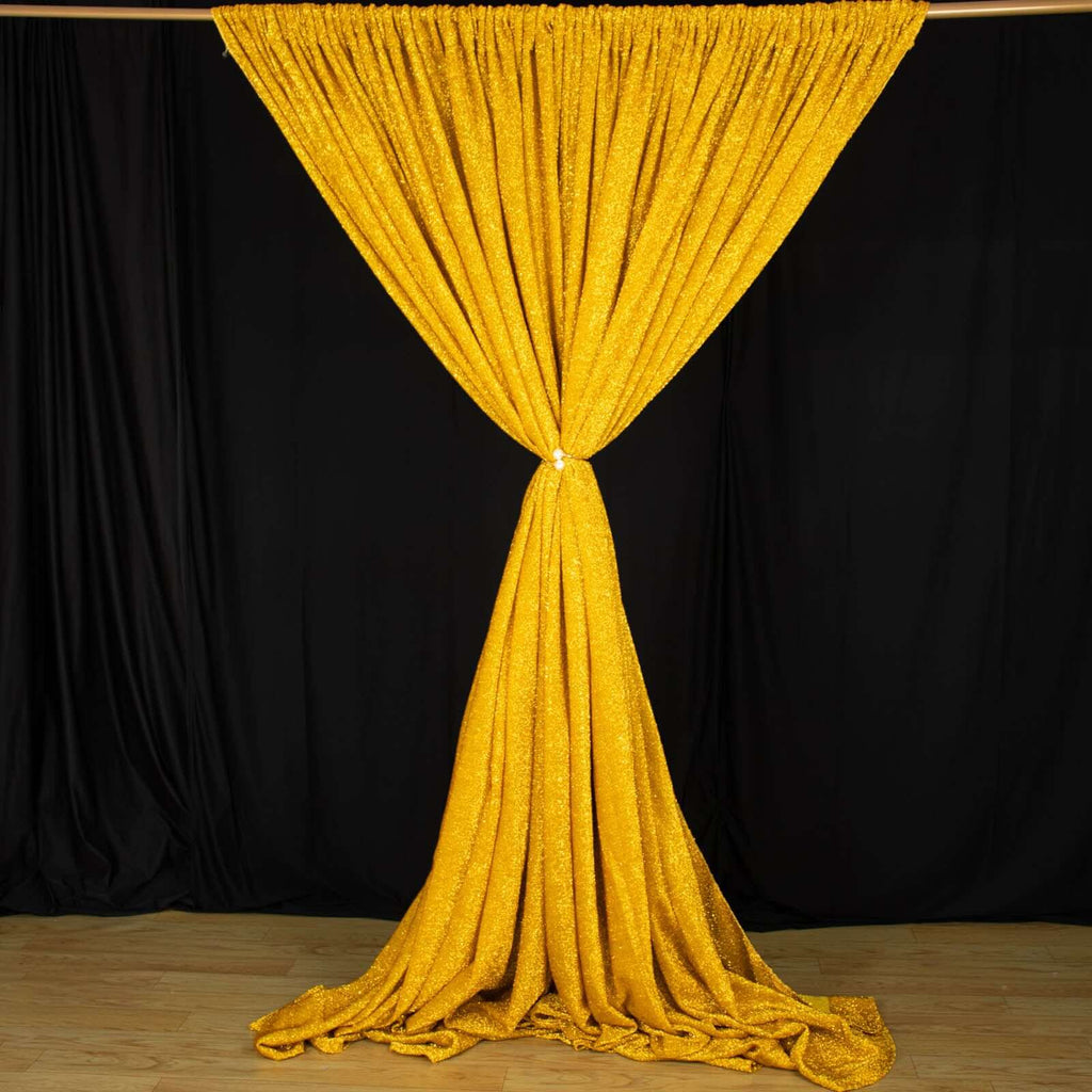 Gold Metallic Tinsel Backdrop Drape Curtain 20ftx10ft | eFavormart.com