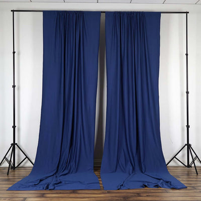 2 Pack Navy Blue Scuba Polyester Backdrop Drape Curtains, Durable Flame Resistant Event Divider Panels Wrinkle Free With Rod Pockets - 10ftx10ft